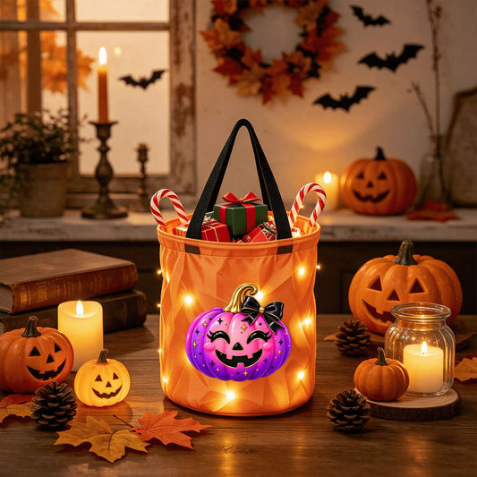 Light Up Halloween Basket- Pumpkin