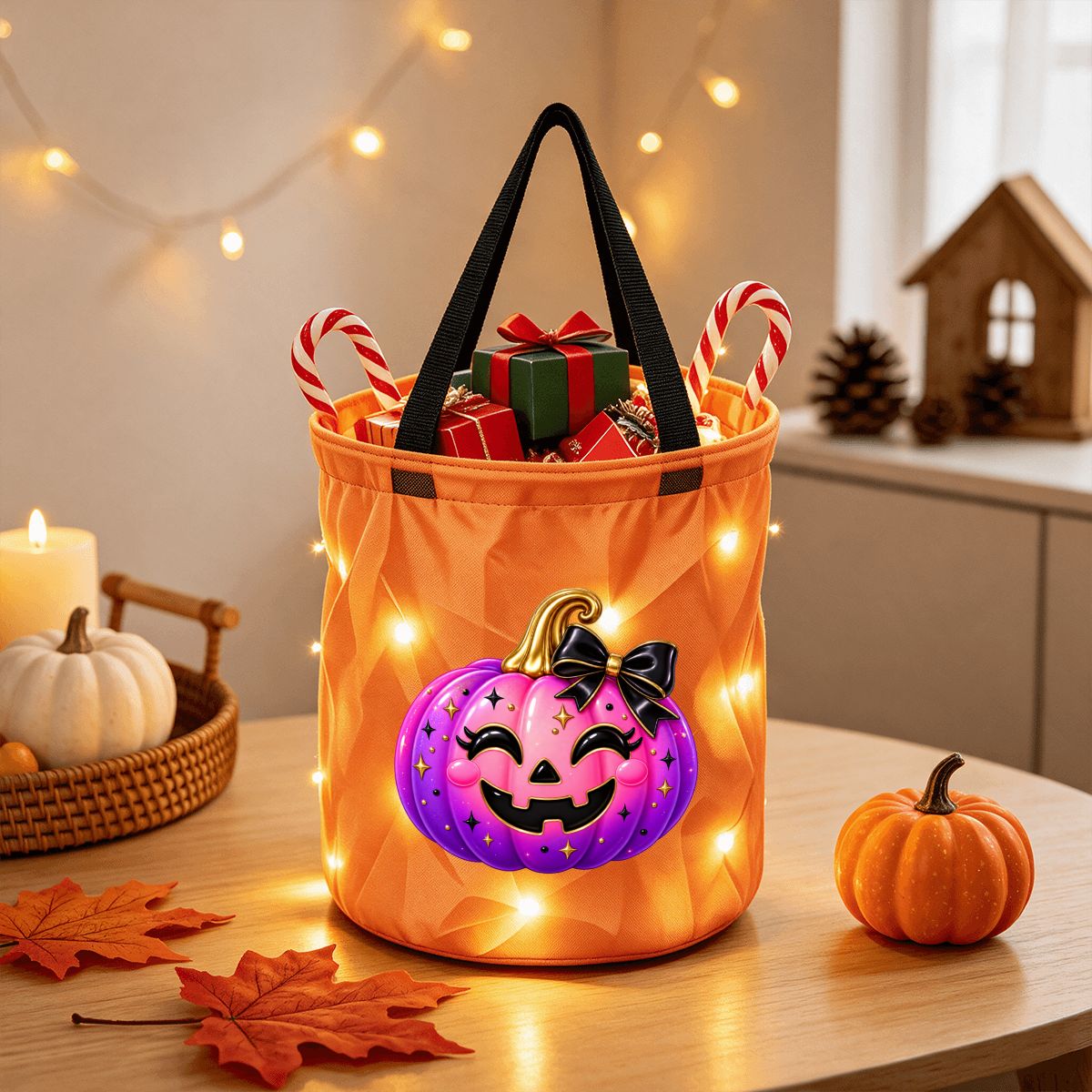 Light Up Halloween Basket- Pumpkin